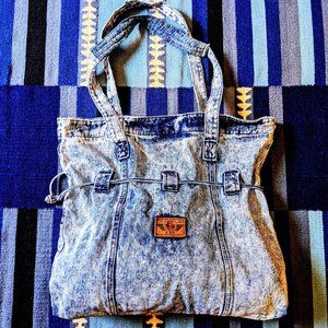 Vintage 80's Express Acid Wash Drawstring Tote Bag